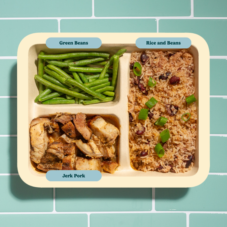 Jerk Pork with Rice and Green Beans