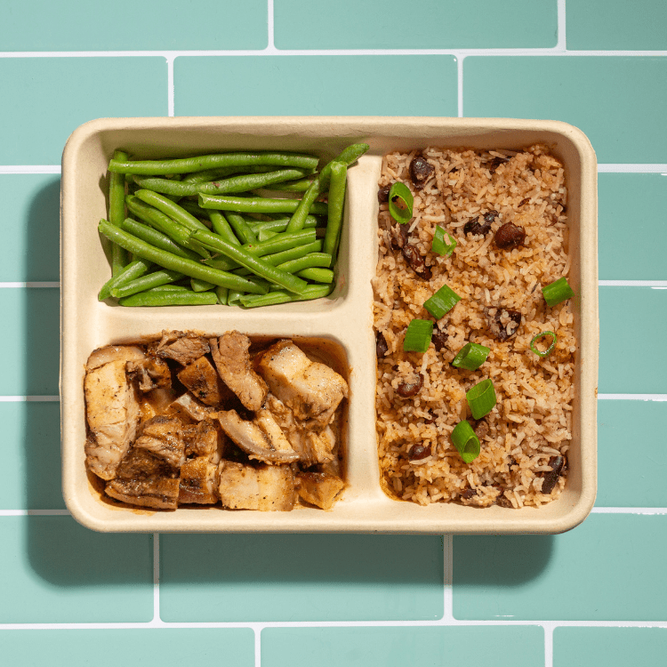 Jerk Pork with Rice and Green Beans - by Ann - Marie - HomeCooks