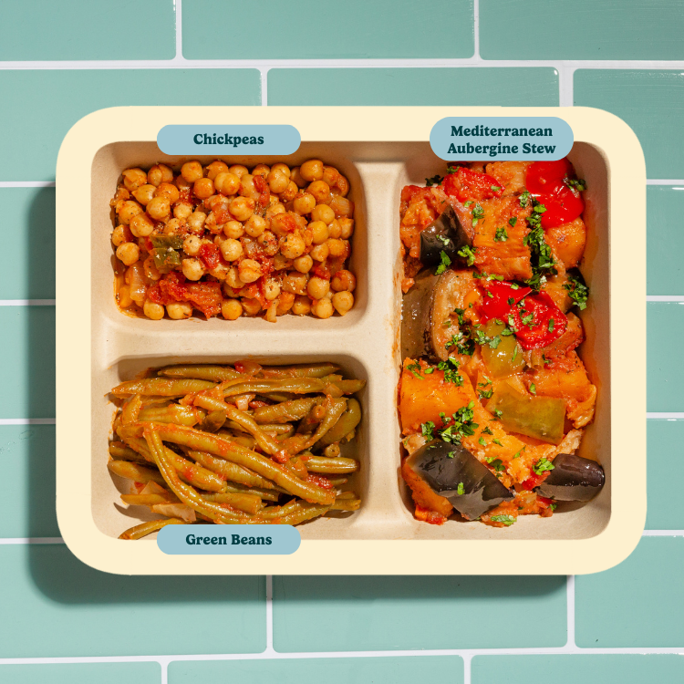 Mediterranean Aubergine Stew with Chickpeas and Green Beans
