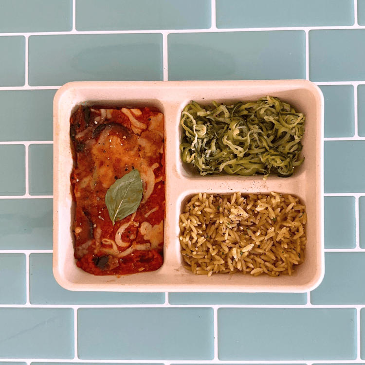 Parmigiana with Garlic Butter Orzo and Spaghetti Courgette - by BioDima - HomeCooks
