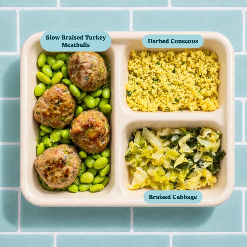 HomeCooks Turkey Meatballs bento meal